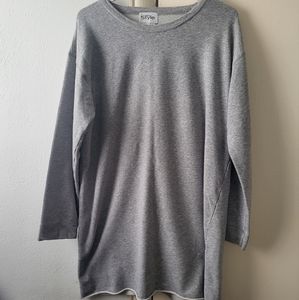 California Style Sweatshirt Dress with raw hem.